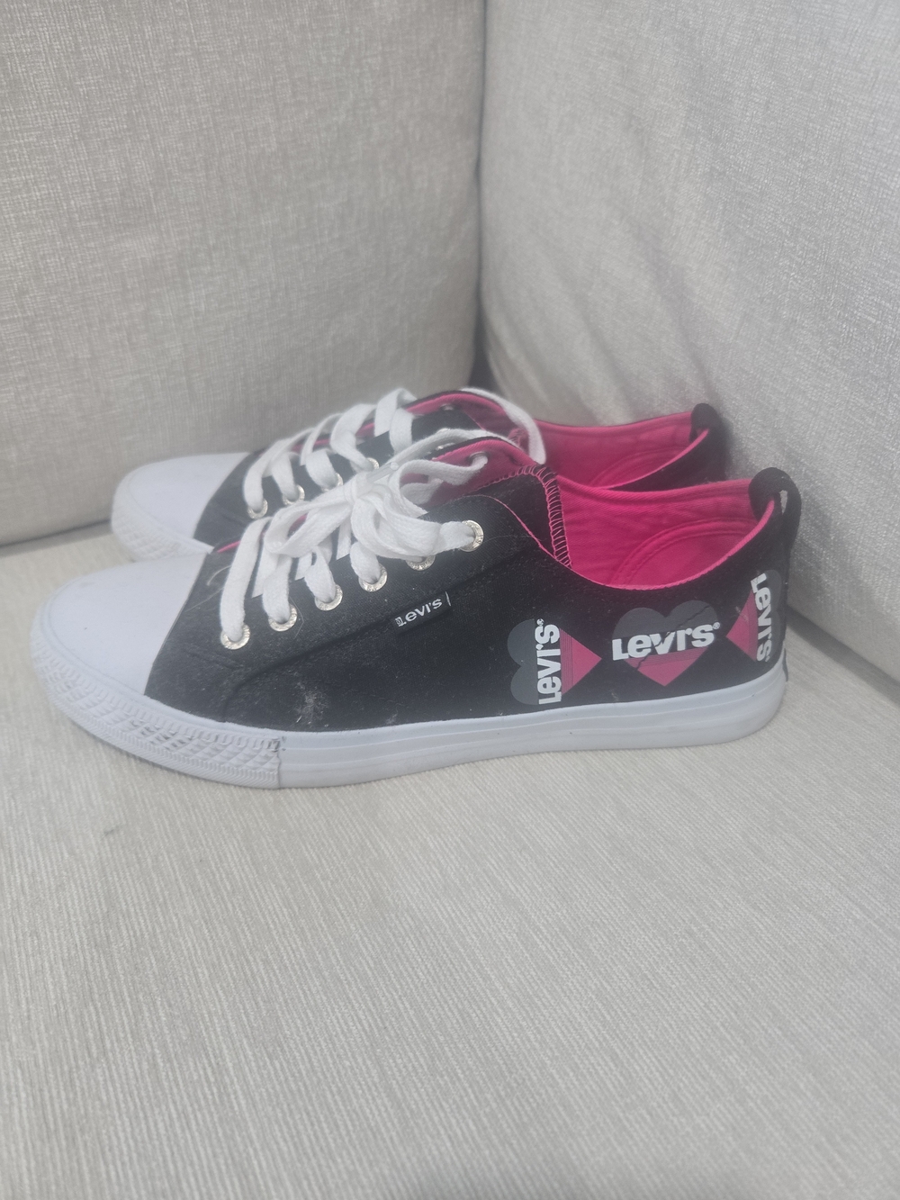 Levi's Women's Black Canvas Sneaker with Pink Lining
